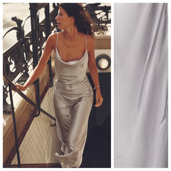 NWT. Zara Silver Satin Effect Slip Midi Dress. Size XL. - Picture 3 of 9